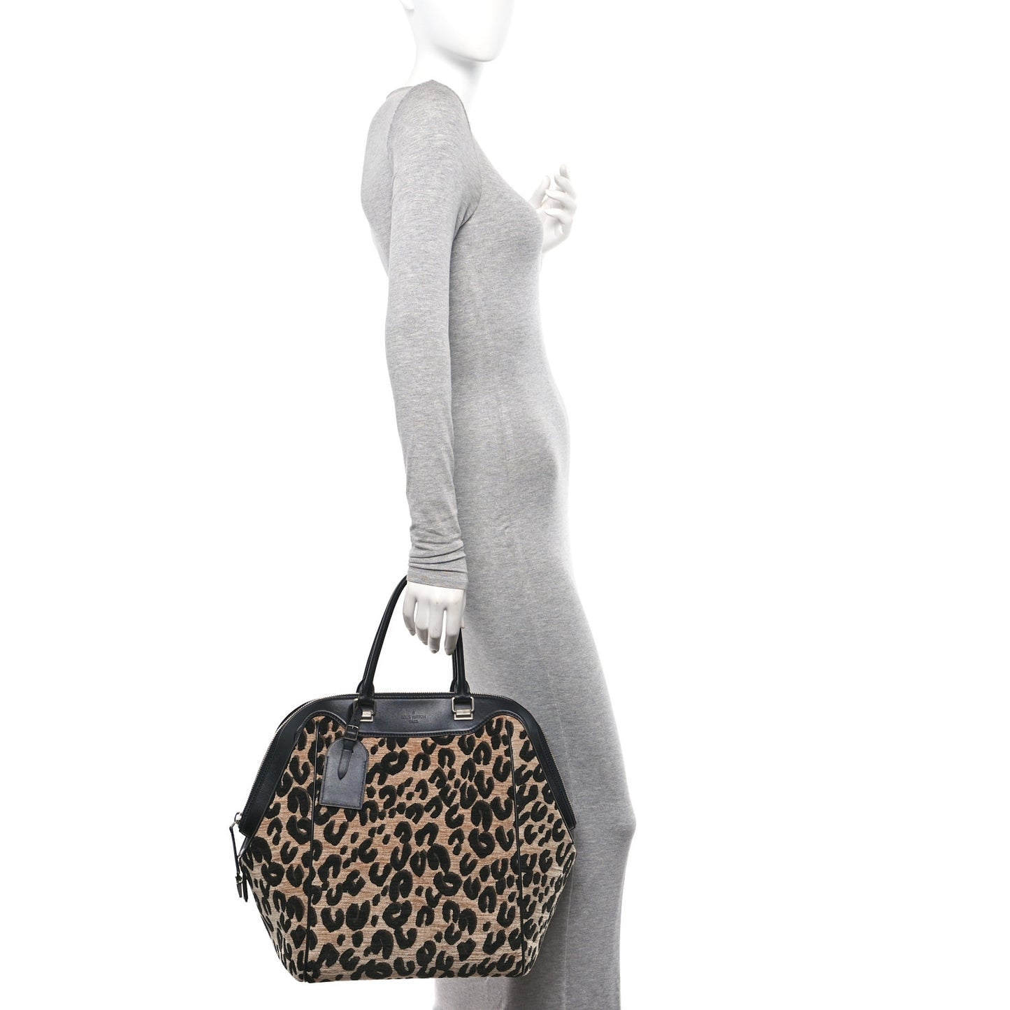 Jacquard Velvet Leopard Print Stephen Sprouse North South Bag Black