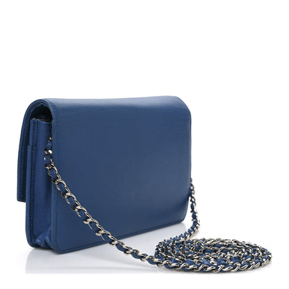 Chanel Caviar Sevruga Wallet on Chain WOC Blue 3 of 11