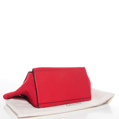 Celine Drummed Calfskin Suede Medium Trapeze Coquelicot 4 of 8