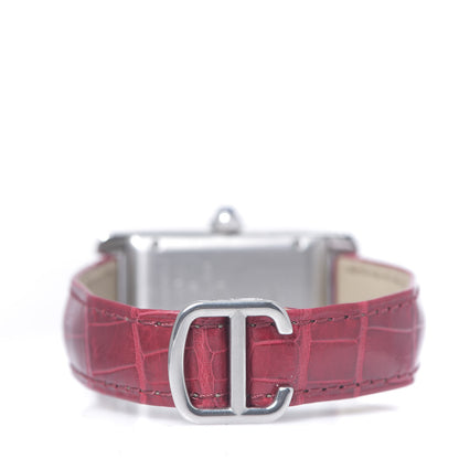 Cartier Stainless Steel Alligator 23mm Tank Americaine Automatic Watch Red 3 of 9