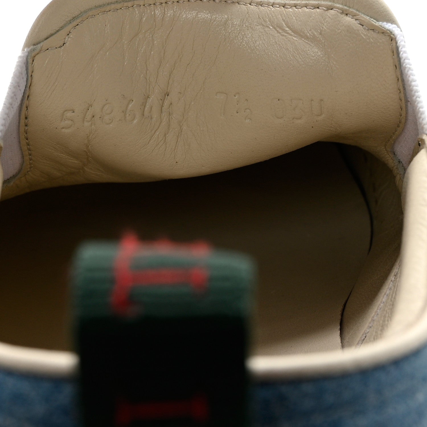 Gucci Kura Denim Logo Embroidered Mens Slip On Sneakers 7.5 Blue 7 of 12