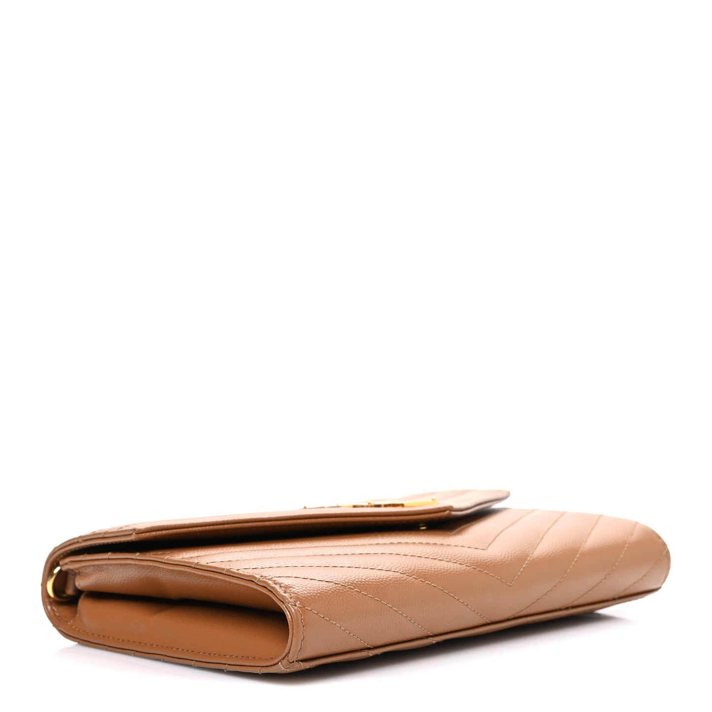 Grain De Poudre Matelasse Chevron Monogram Cassandre Flap Pouch Natural Dark