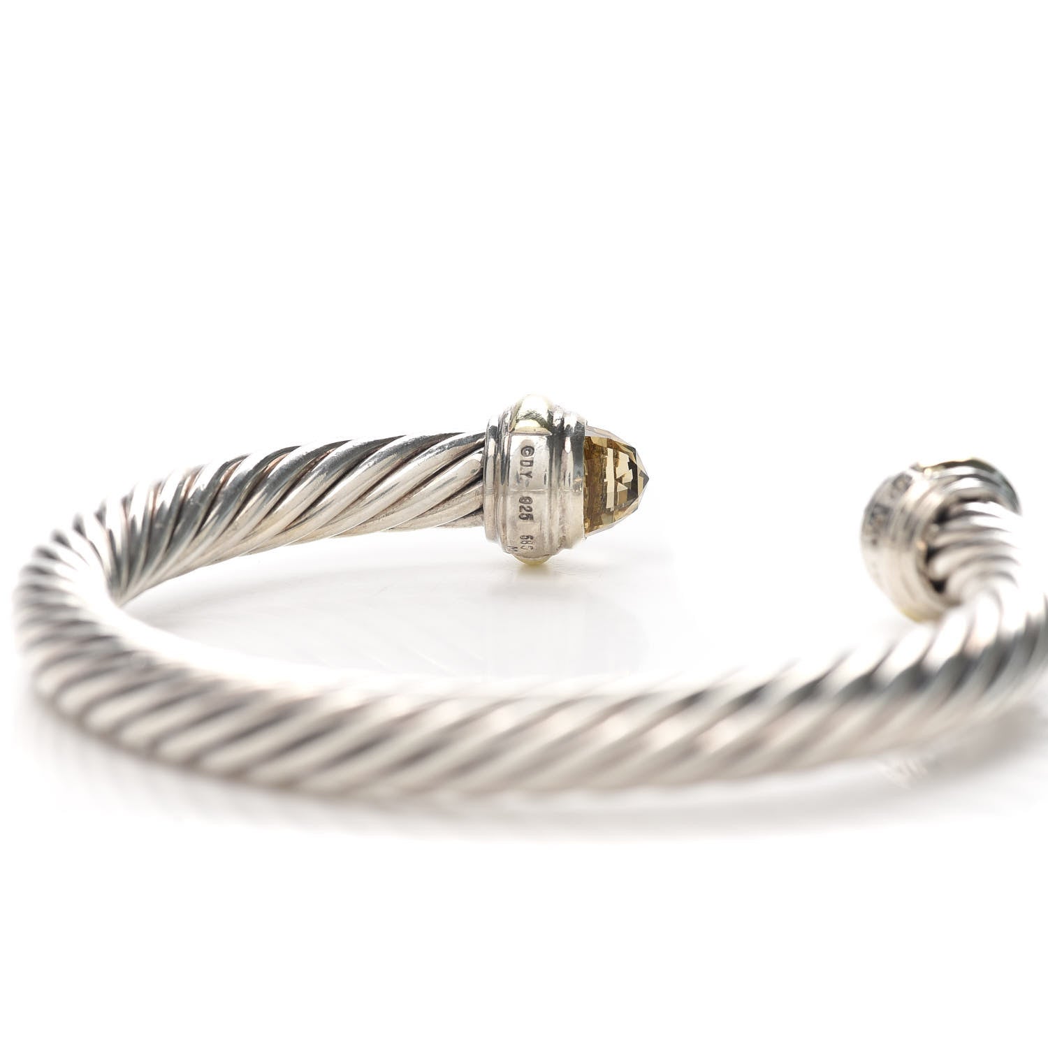 David Yurman Sterling Silver 14K Yellow Gold Lemon Citrine 7mm Cable Classics Bracelet 4 of 5
