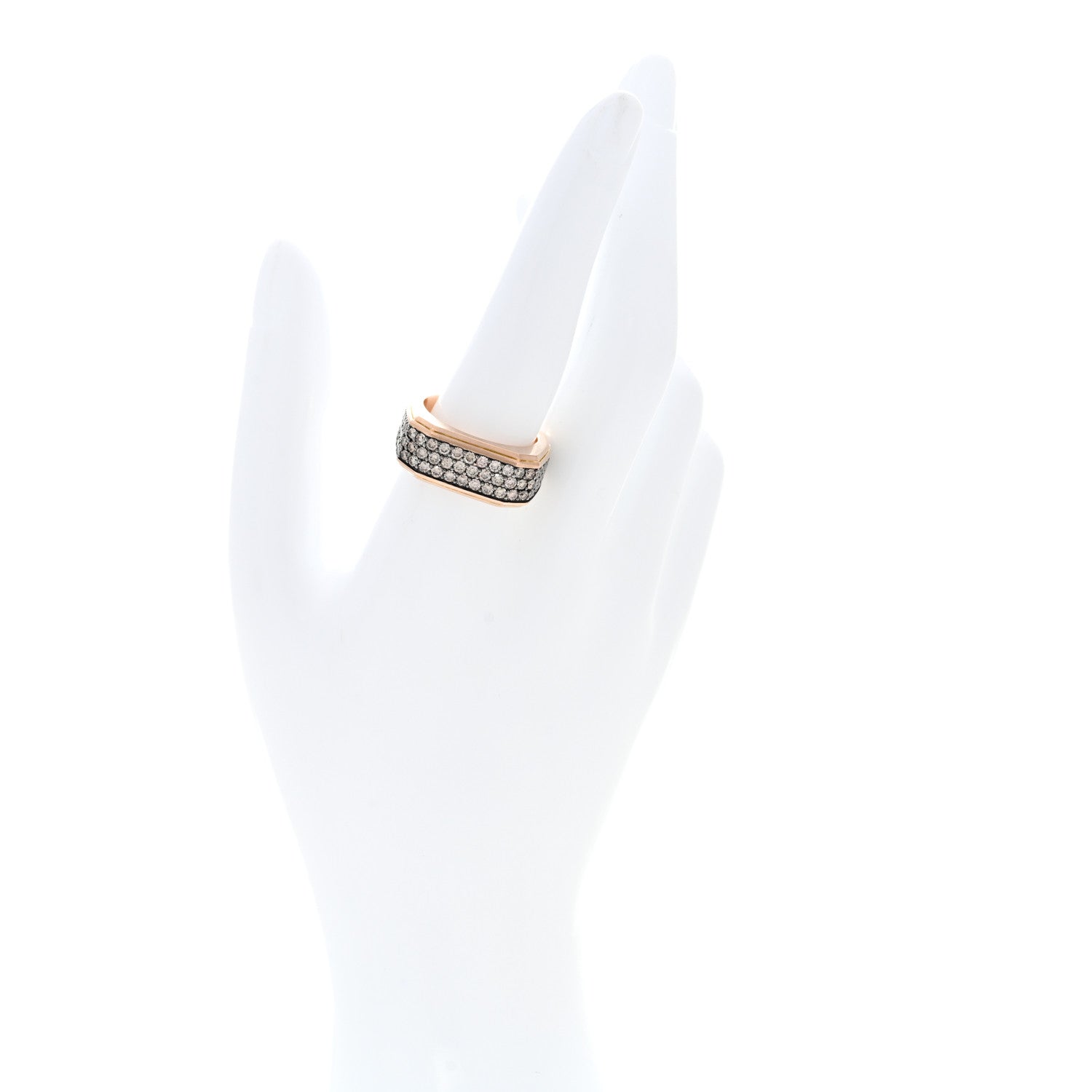 David Yurman 18K Rose Gold Cognac Diamond 10mm Streamline Signet Ring 60 9 2 of 5