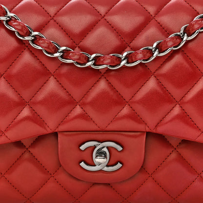Chanel Lambskin Quilted Jumbo Double Flap Red 8 of 13