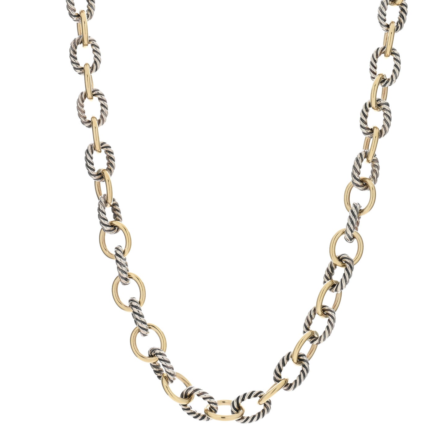 Sterling Silver 18K Yellow Gold 10mm Medium Oval Link Necklace