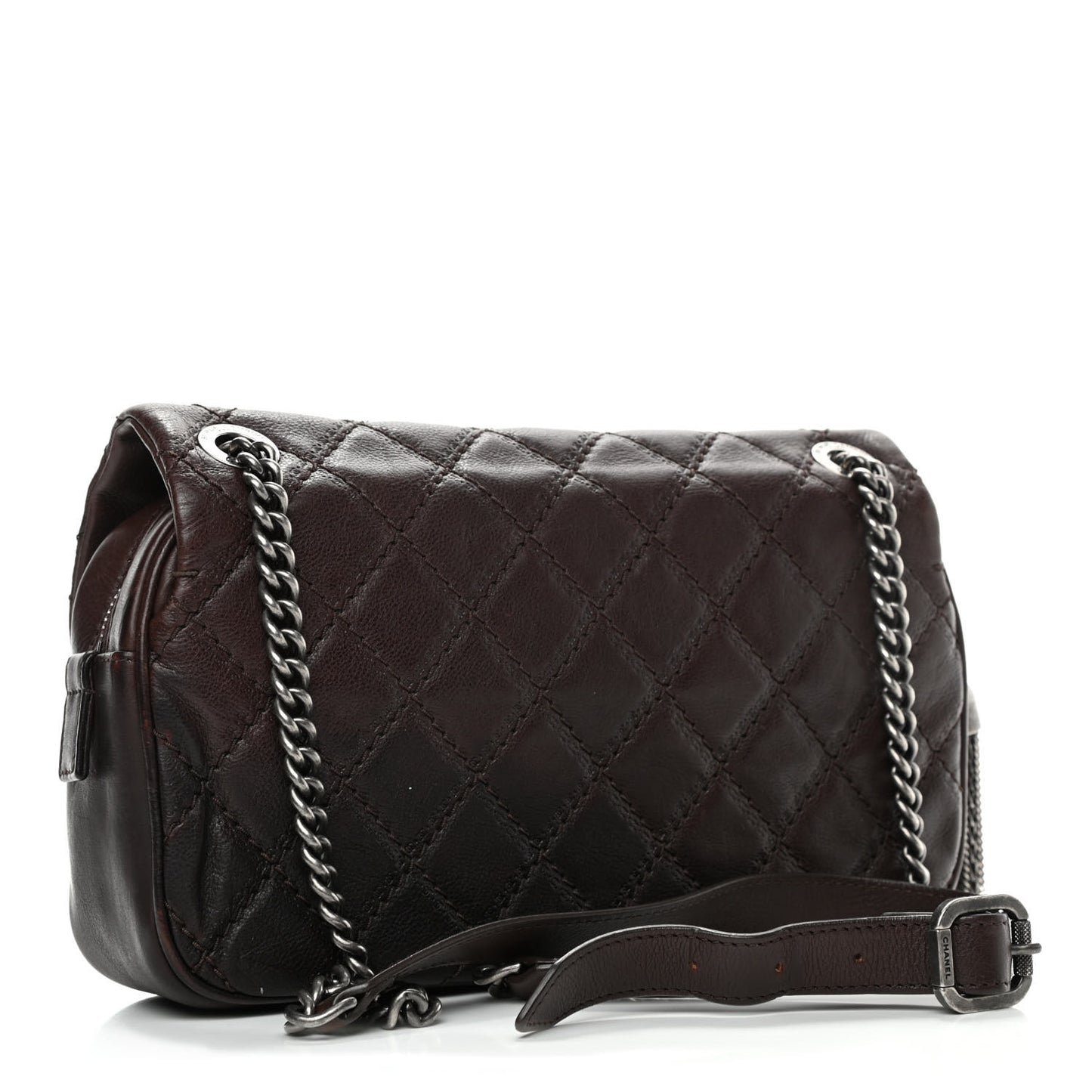 Calfskin Quilted Medium Coco Sporran Flap Brown