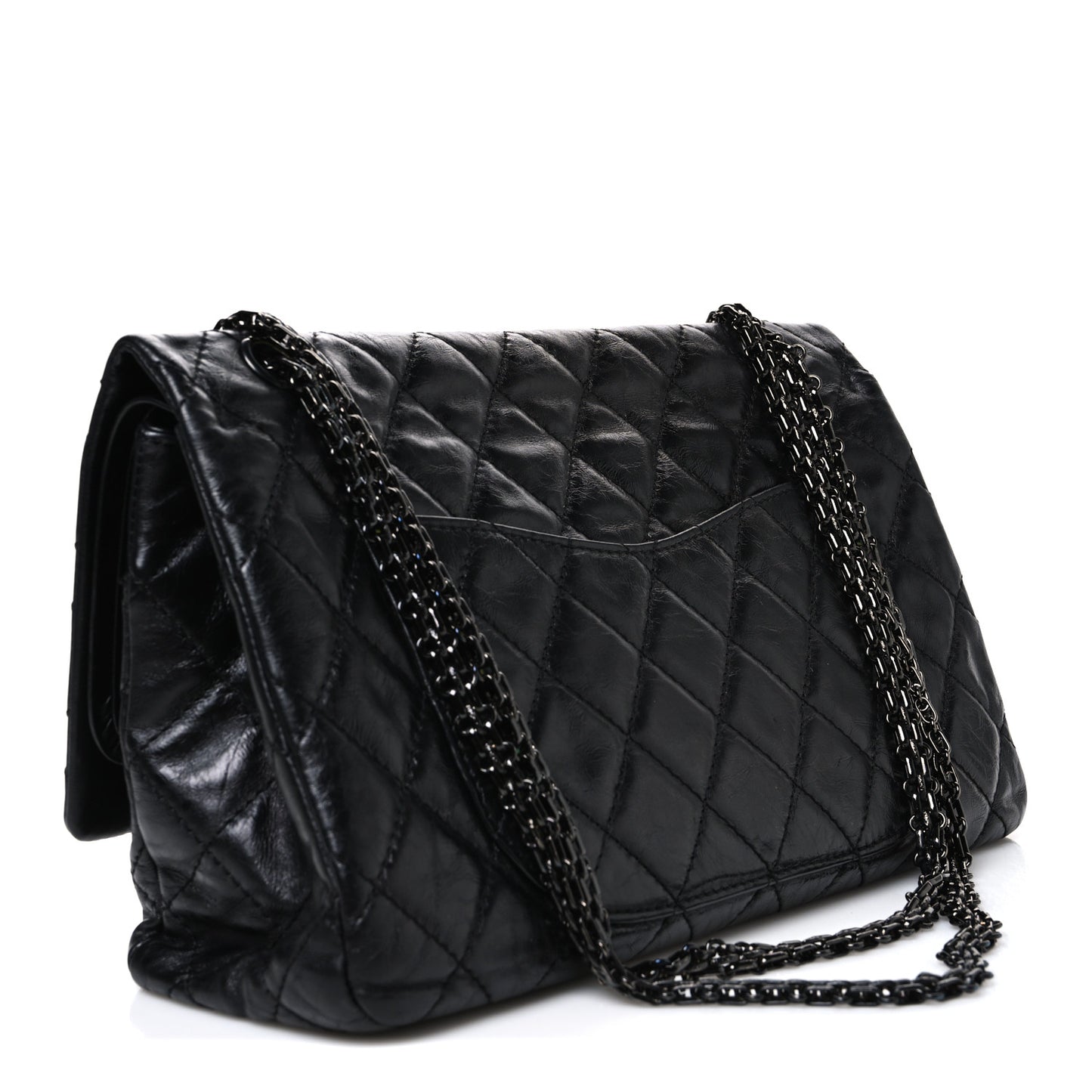 Metallic Aged Calfskin Quilted 2.55 Reissue 227 Flap So Black