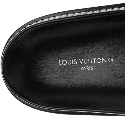 Louis Vuitton Calfskin Embossed Monogram Sunset Flat Comfort Mule 36 Black 7 of 10