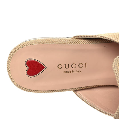 Gucci Canvas Vintage Charlotte Web Princetown Slippers 37 Sand Cuir 9 of 13