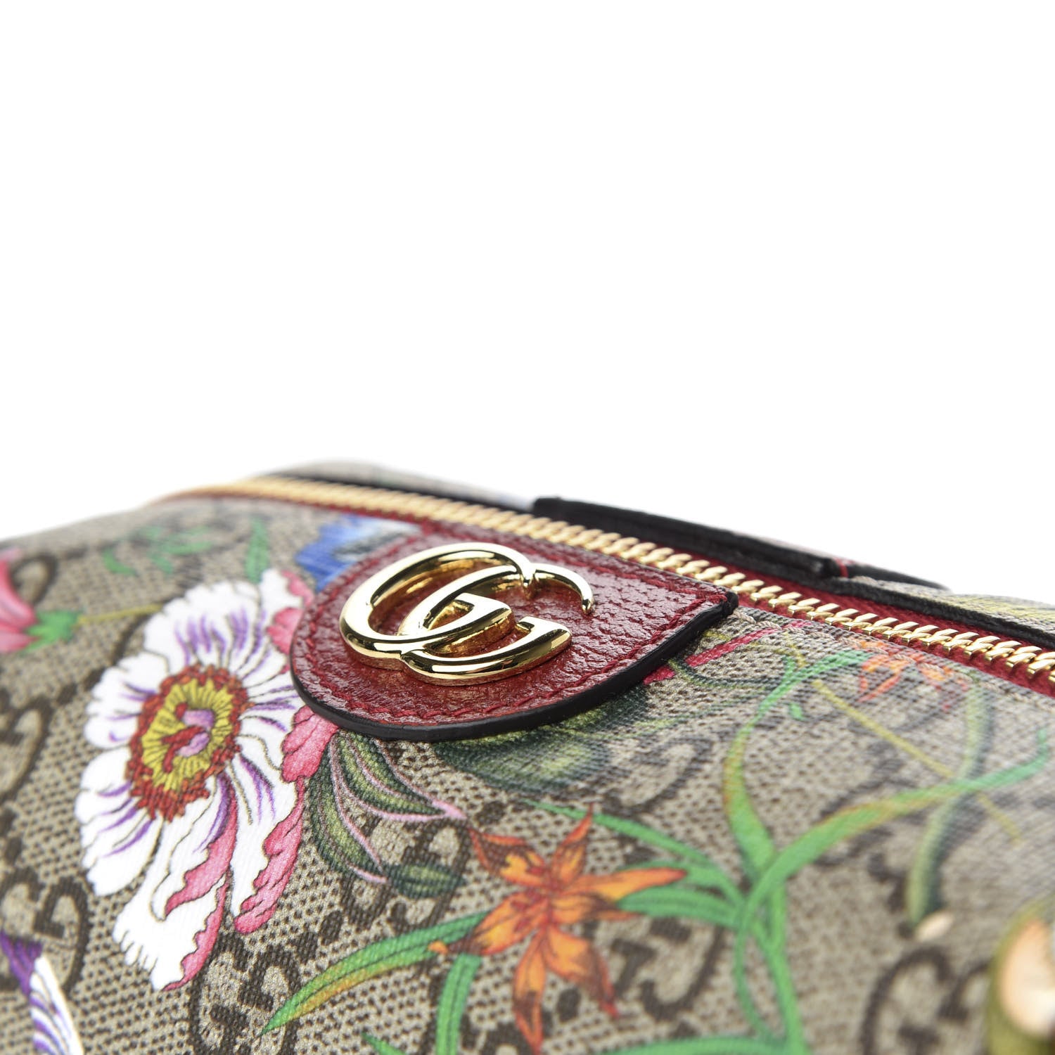 Gucci Soft GG Supreme Monogram Flora Calfskin Medium Ophidia Cosmetic Case Beige Ebony Multicolor Rosso 9 of 9