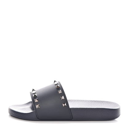 Valentino Garavani Rubber Rockstud Slide Sandals 40 Marine 1 of 8