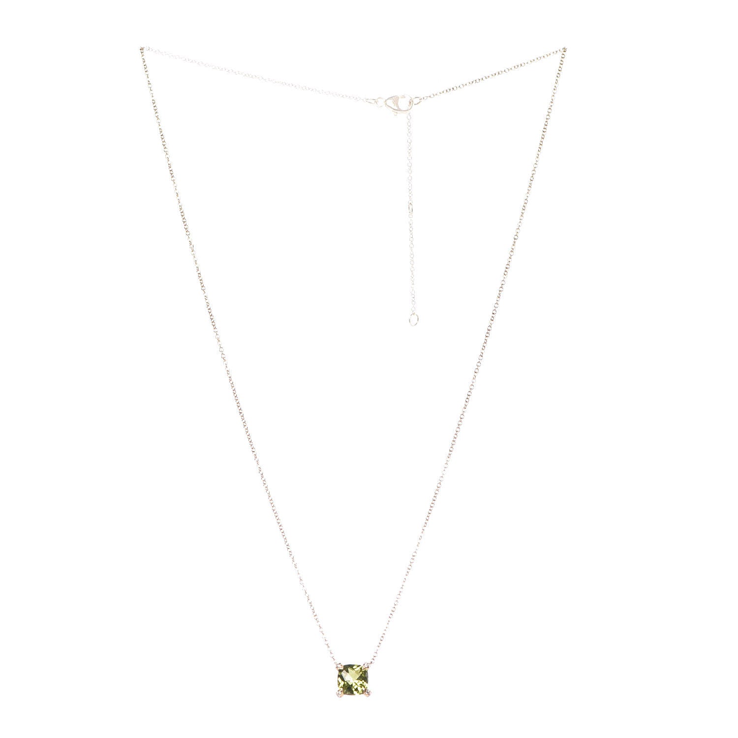 David Yurman 18K Yellow Gold Diamond 7mm Peridot Petite Chatelaine Pendant Necklace 3 of 6