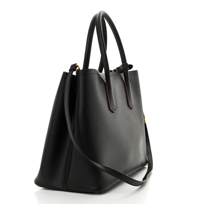 Prada Saffiano Cuir Medium Double Bag Black Fuoco 3 of 14