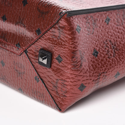 MCM Metallic Visetos Medium Kira North South Shopper Tote Scooter Red 11 of 11