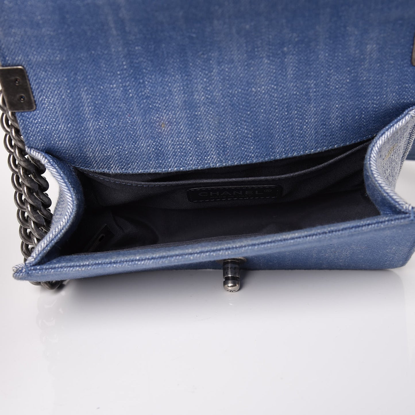 Denim Chevron Small Boy Flap Light Blue
