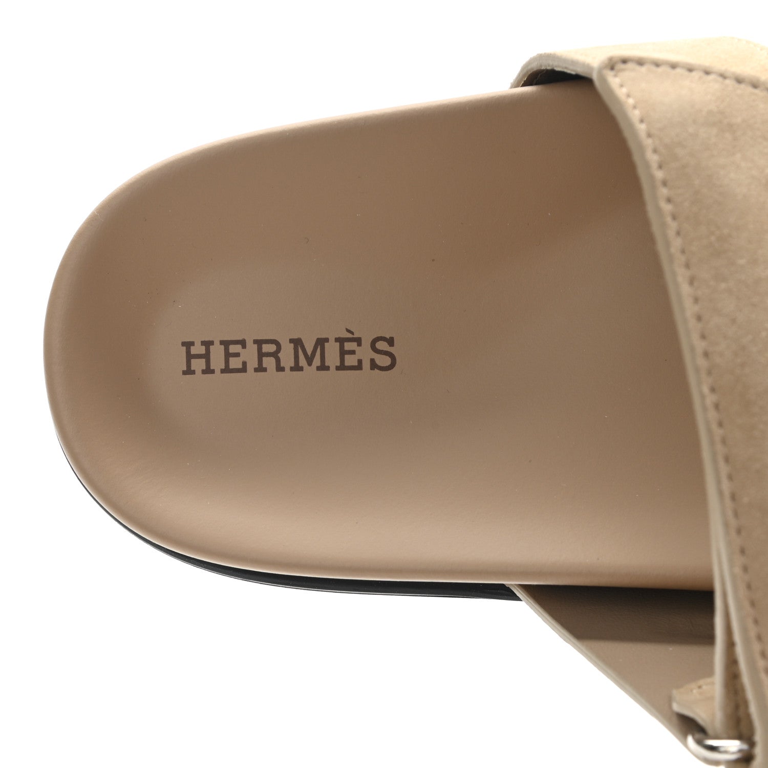 Hermes Suede Goatskin Womens Chypre Sandals 38.5 Beige Argile 7 of 9