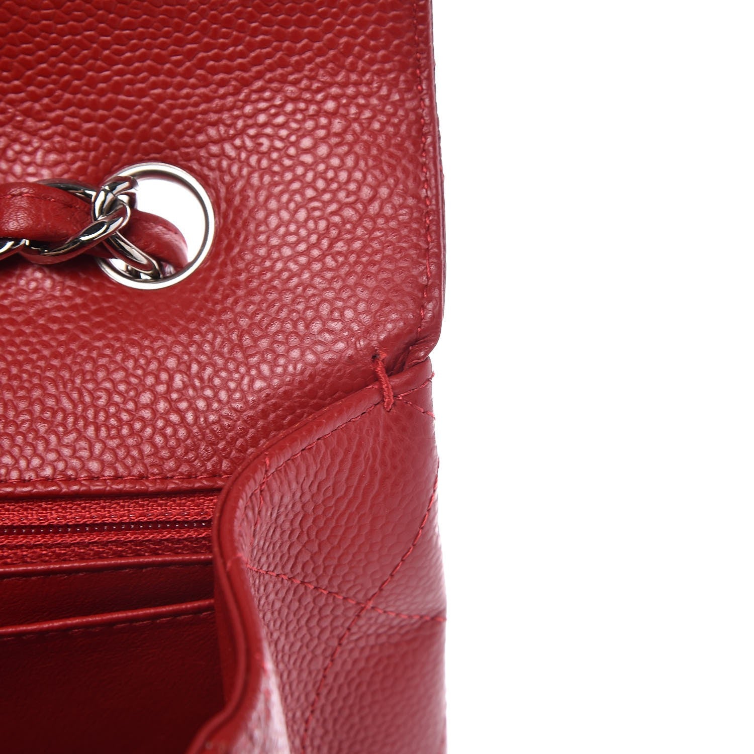 Chanel Caviar Quilted Jumbo Single Flap Red 8 of 11