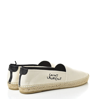 Saint Laurent Canvas Nappa Elba Light Logo Embroidered Espadrilles 39 Panna 4 of 8