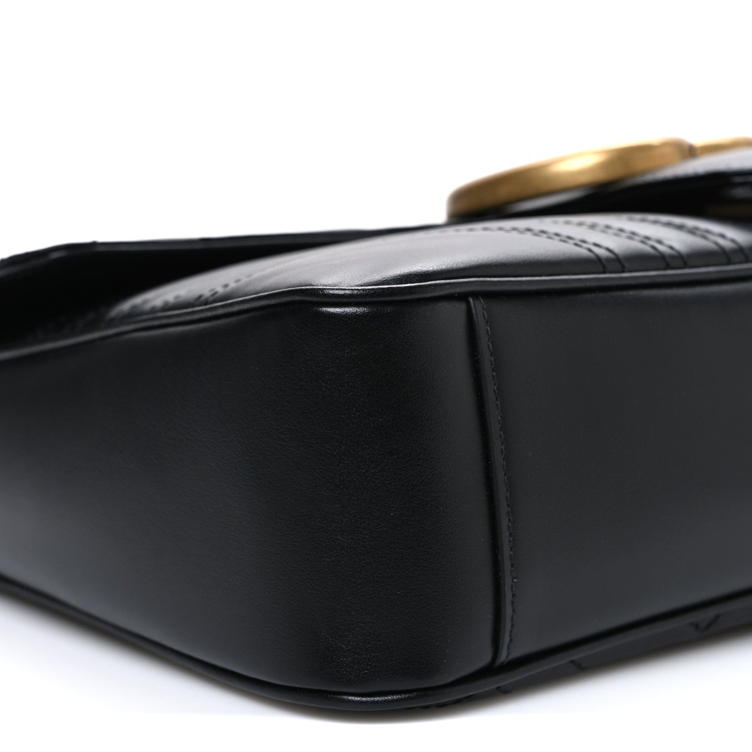 Gucci Calfskin Matelasse Medium GG Marmont Shoulder Bag Black 9 of 10