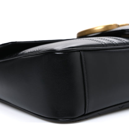 Gucci Calfskin Matelasse Medium GG Marmont Shoulder Bag Black 9 of 10