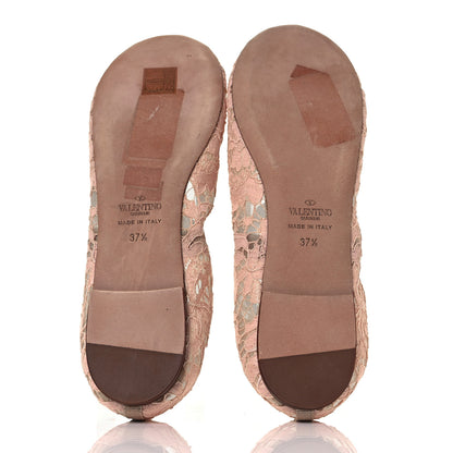 Valentino Garavani Lace Ballerina Flats 37.5 Carne 6 of 10