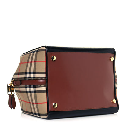 Burberry Smooth Calfskin House Check Medium Cube Bowling Bag Archive Beige 4 of 12