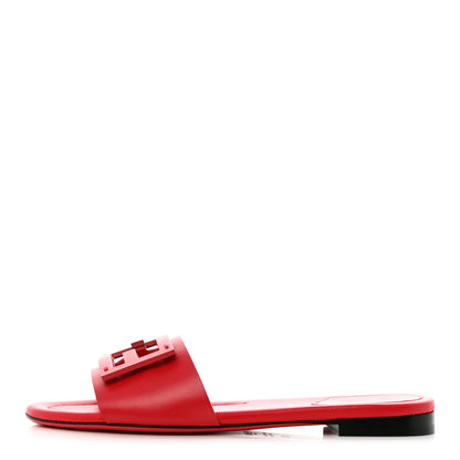 Fendi Vitello Cuoio Baguette Flat Slide Sandals 37.5 Lampone 1 of 8