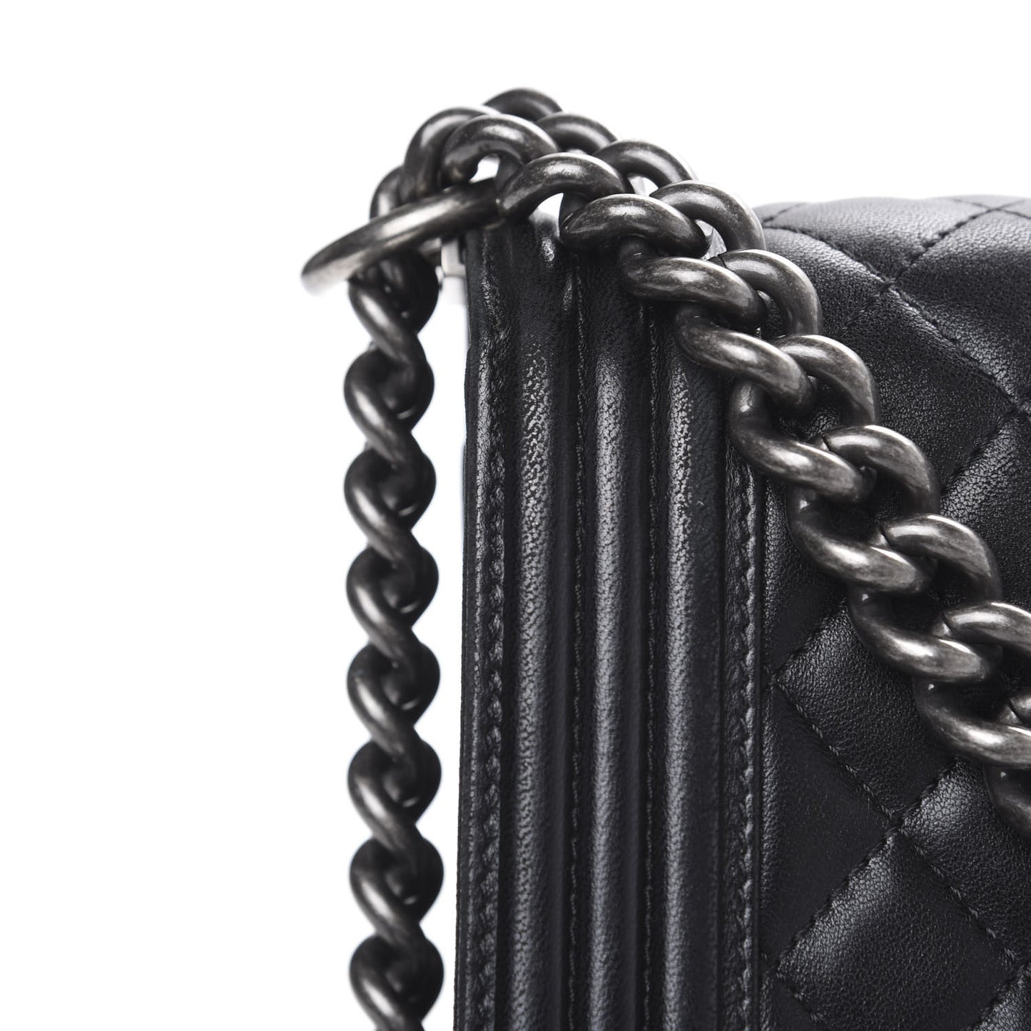Lambskin Quilted New Medium Boy Flap Black