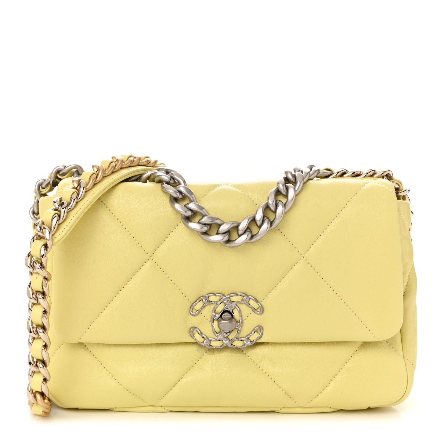 Lambskin Quilted Medium Chanel 19 Flap Yellow