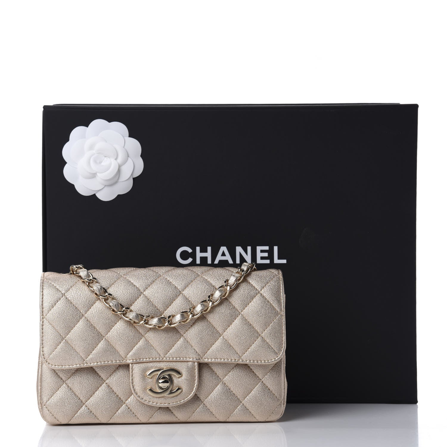 Chanel Metallic Lambskin Quilted Mini Rectangular Flap Gold 11 of 11