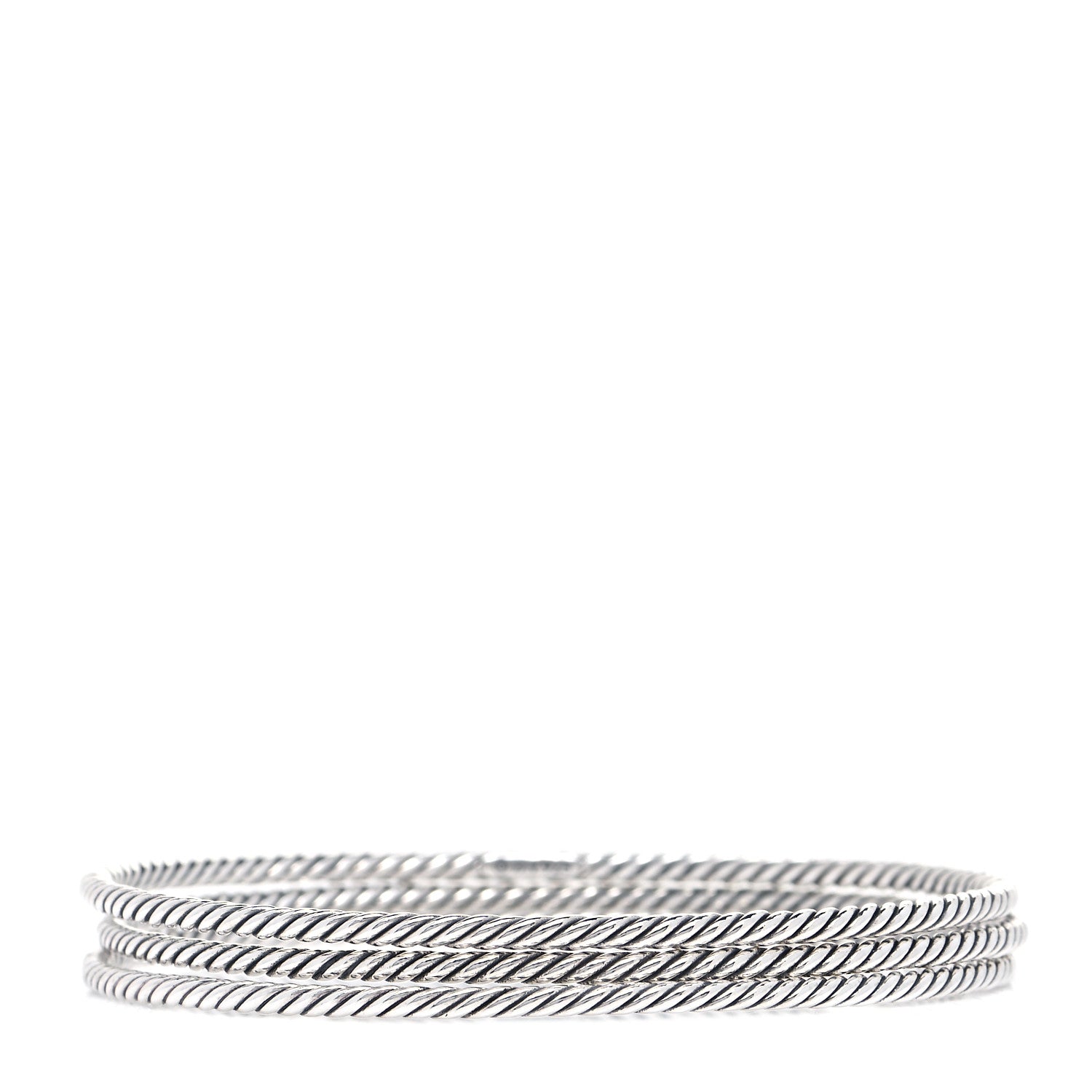 David Yurman Sterling Silver Cable Classics Bangle Bracelets Set of 3 1 of 5