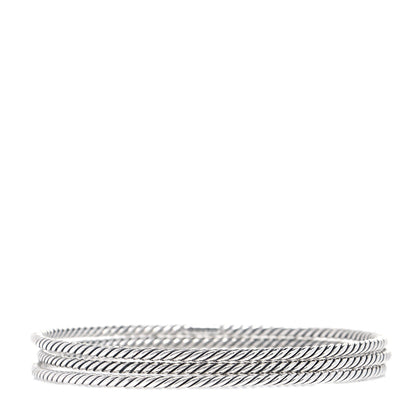 David Yurman Sterling Silver Cable Classics Bangle Bracelets Set of 3 1 of 5