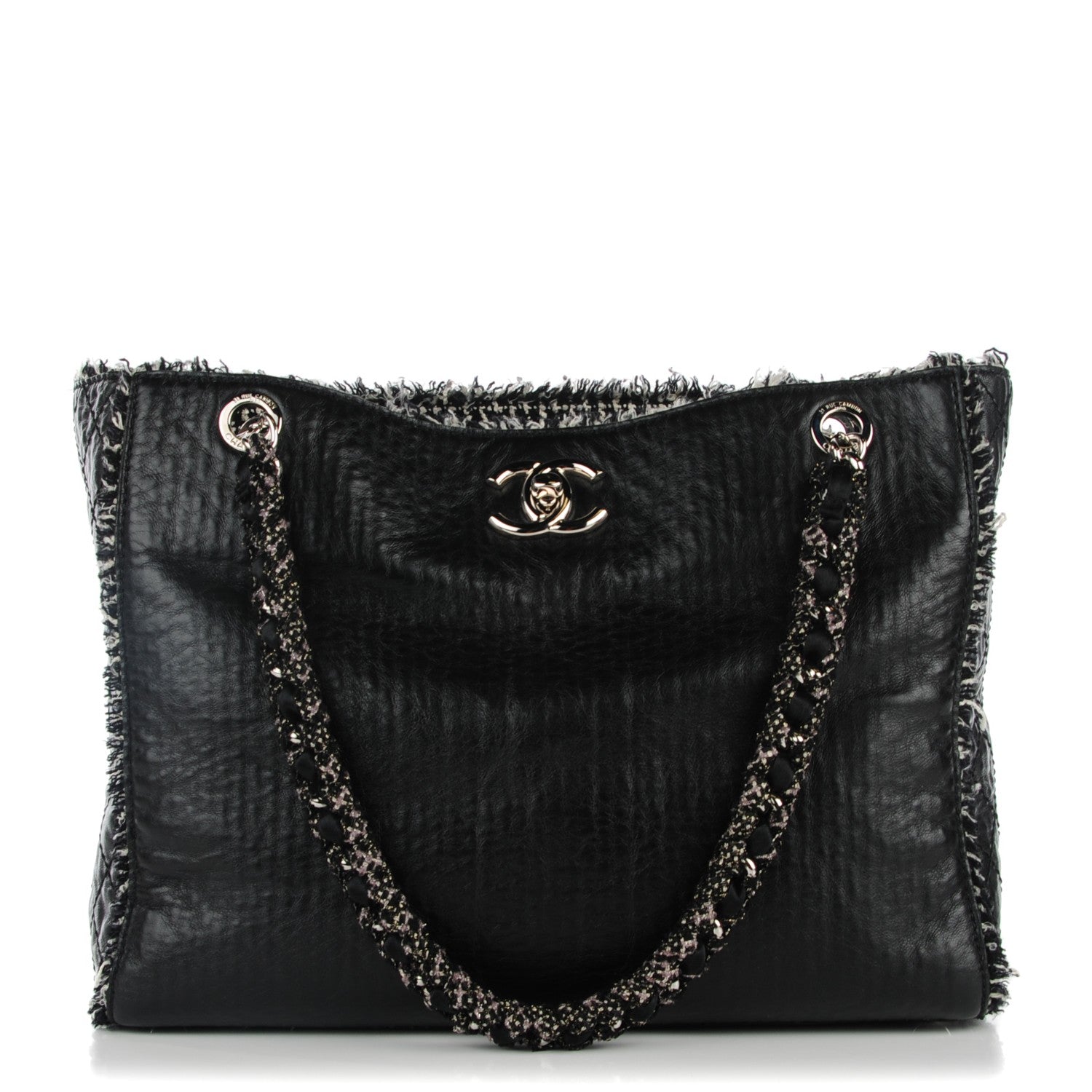 Chanel Glazed Calfskin Tweed Tweedy Tote Black 1 of 7