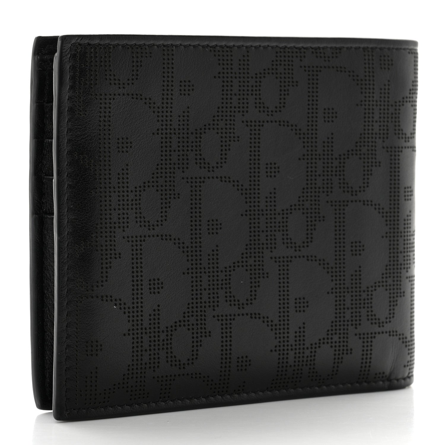 Christian Dior Calfskin Perforated Oblique Bi-Fold Do Galaxy Wallet Black 3 of 7