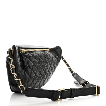 Chanel Crumpled Glazed Lambskin Quilted Waist Bag Fanny Pack Black 3 of 11
