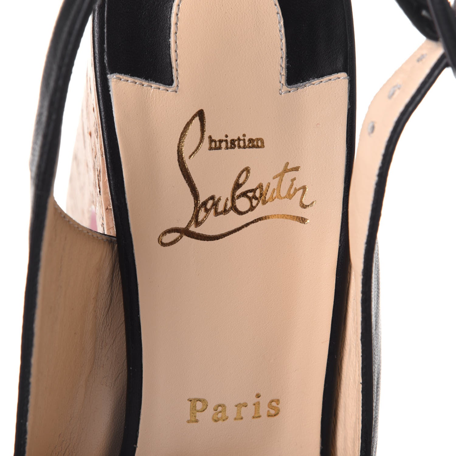 Christian Louboutin Calfskin Cork Dona Anna 120 Wedges 40 Black Natural 9 of 10