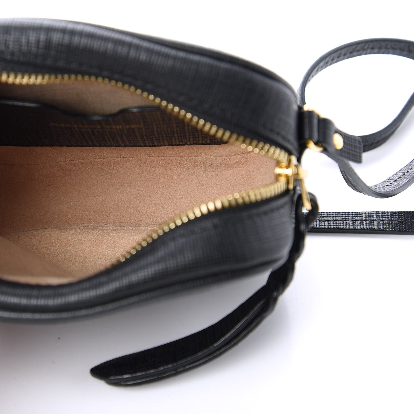Textured Calfskin Mini Camera Bag Black