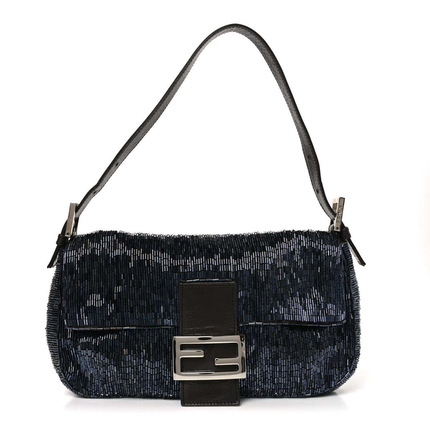 Satin Beaded Baguette Blue Brown