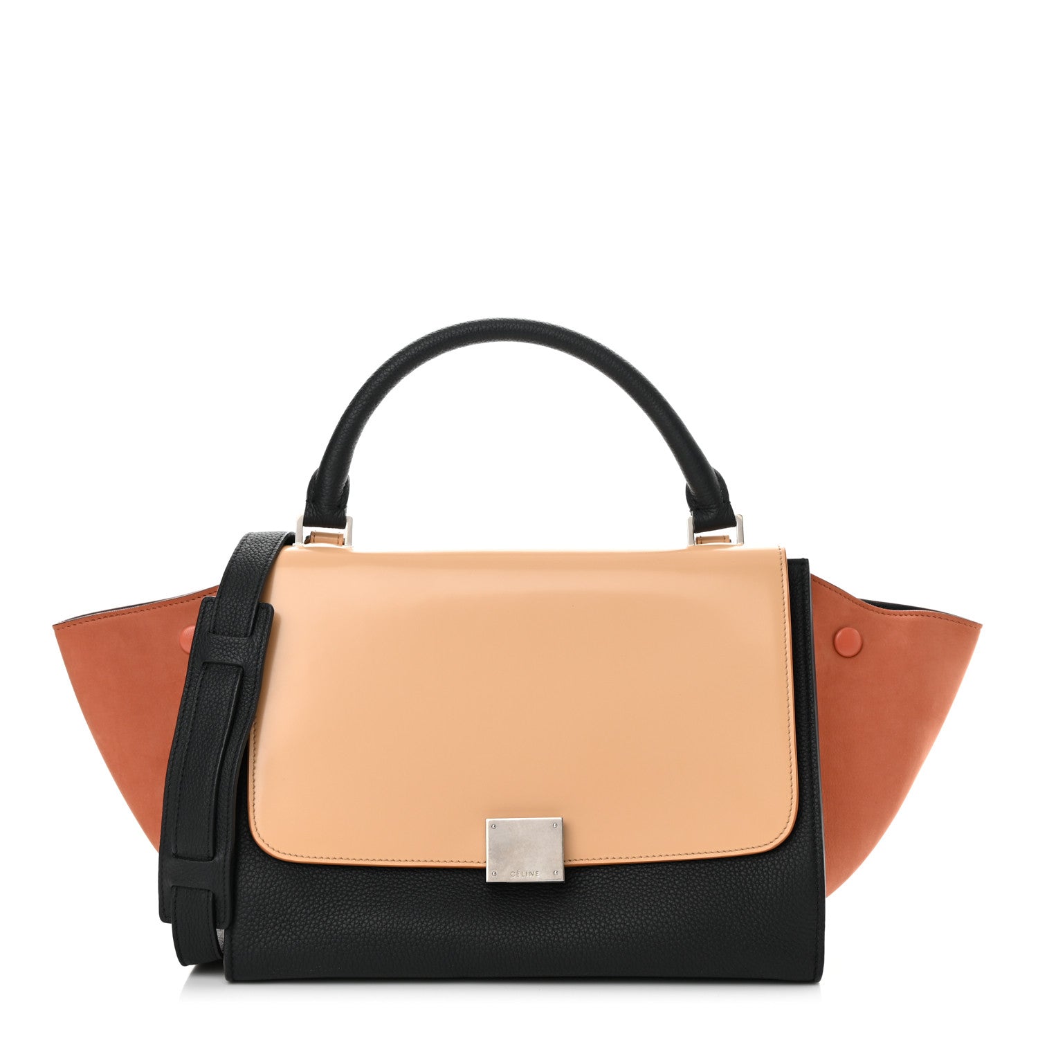 Celine Spazzolato Calfskin Nubuck Small Tri-color Trapeze Nude 1 of 15