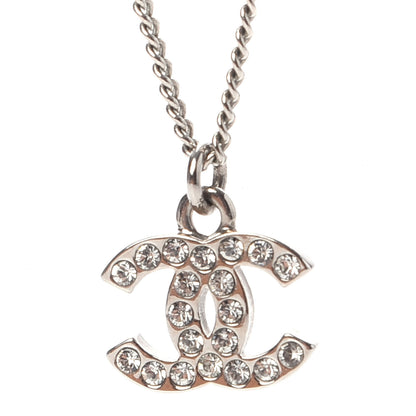Chanel Crystal CC Necklace Silver 4 of 6