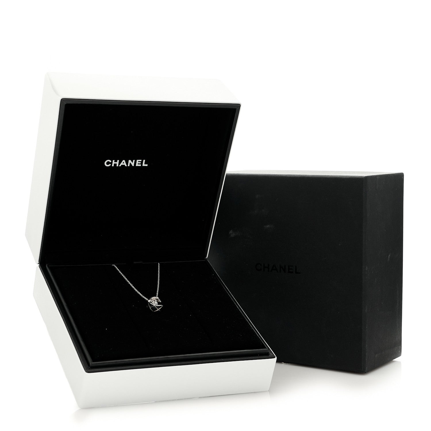 Chanel 18K White Gold Diamond Coco Crush C Necklace 6 of 6