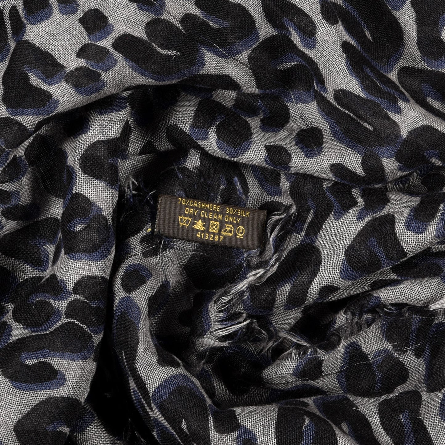 Cashmere Silk Leopard Etole Stole Grey