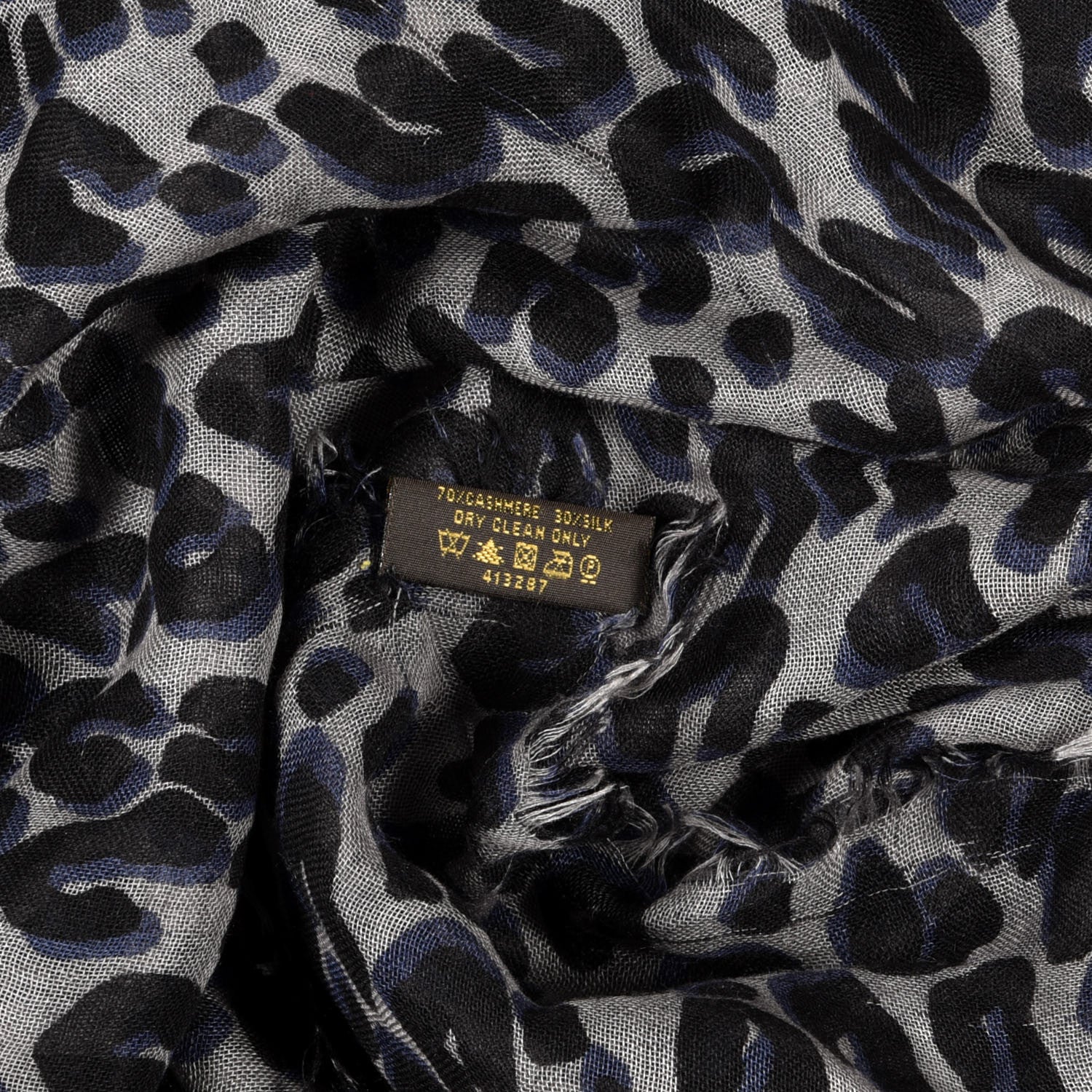 Louis Vuitton Cashmere Silk Leopard Etole Stole Grey 8 of 8