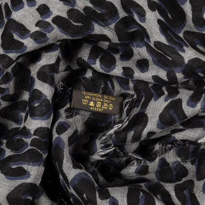 Louis Vuitton Cashmere Silk Leopard Etole Stole Grey 8 of 8