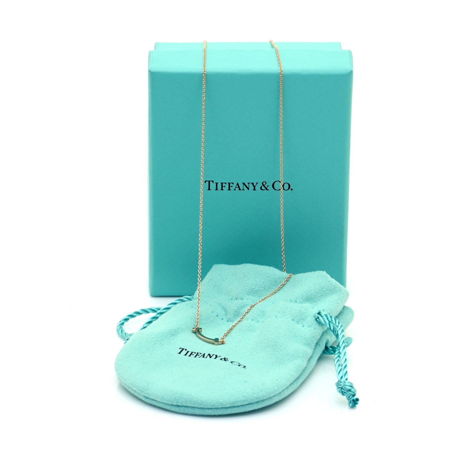 Tiffany 18K Rose Gold Mini T Smile Pendant Necklace 6 of 6