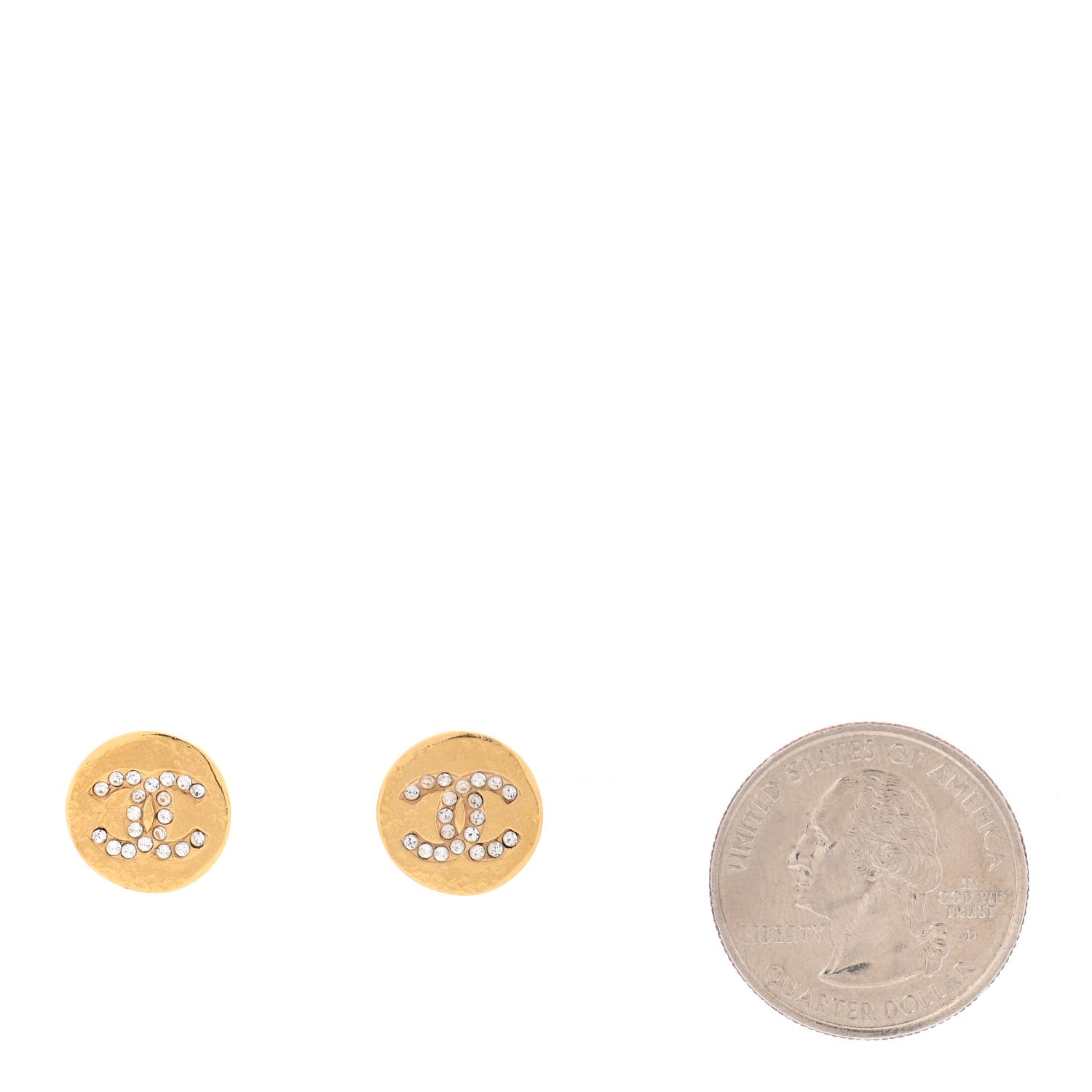 Chanel Crystal Papyrus Stud Earrings Gold 2 of 5