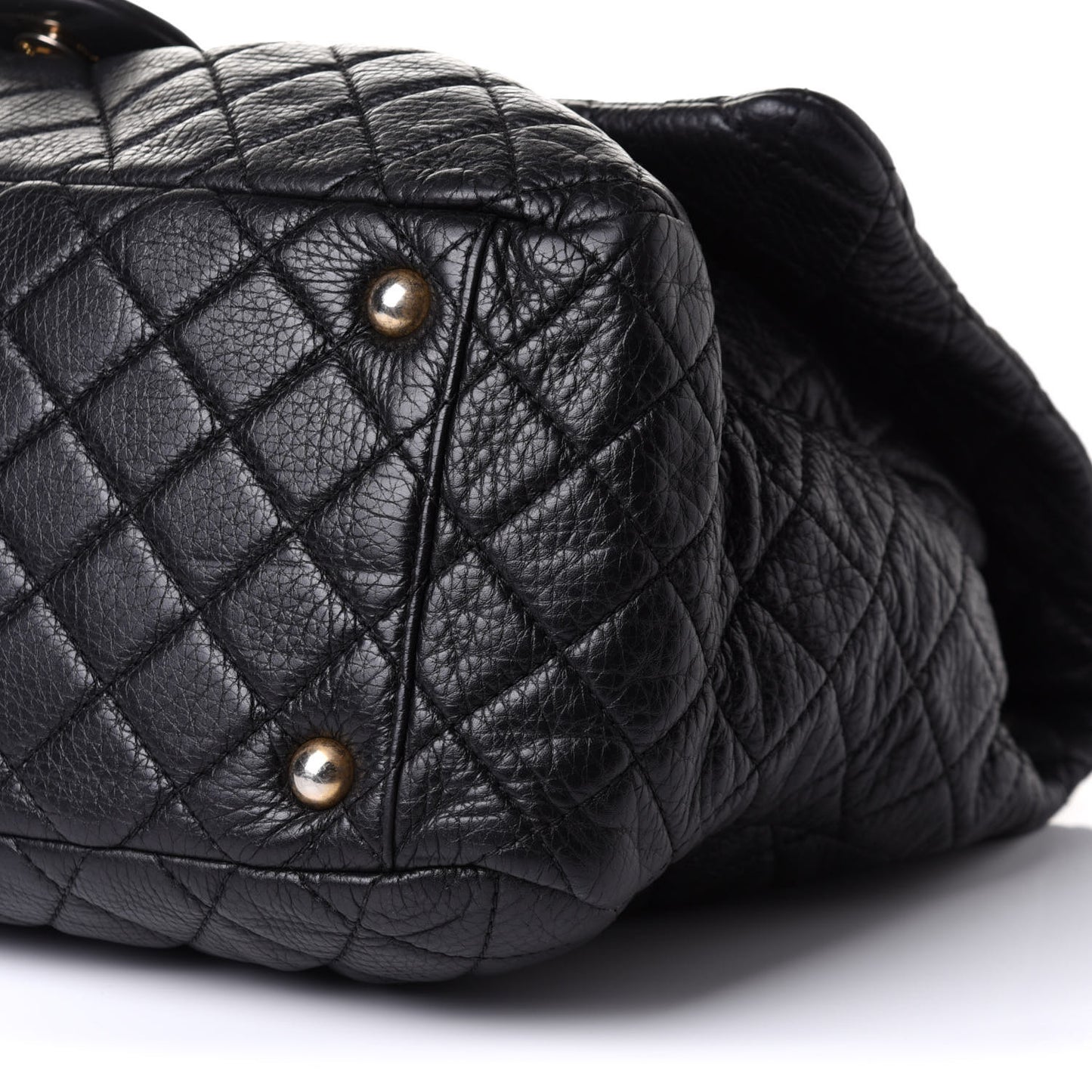 Calfskin Quilted XXL Travel Flap Bag Black