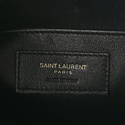 Saint Laurent Shiny Calfskin Crocodile Embossed Manhattan Baguette Black 6 of 10