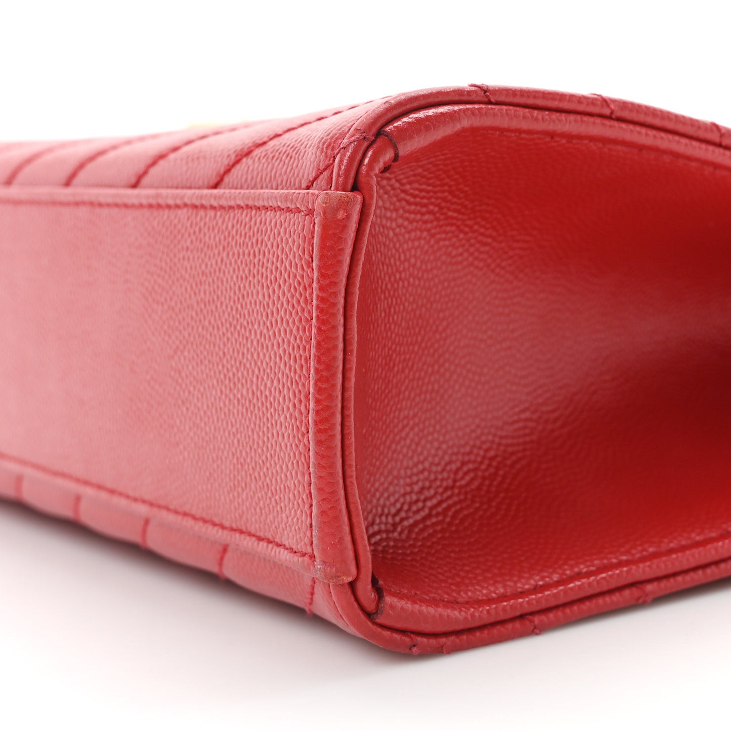 Grain De Poudre Matelasse Chevron Large Monogram Satchel Lipstick Red